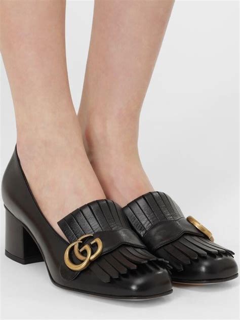 gucci leather web slingback pump|gucci marmont mid heel pump.